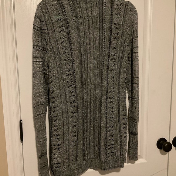 Gray Open-Front Knit Cardigan - Picture 6 of 7